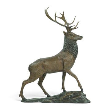 sculptuur, Majestic Stag - Deer - 35 cm - Brons