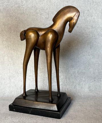 Statue, Bronzen sculptuur van een paard “Botero Stijl” -