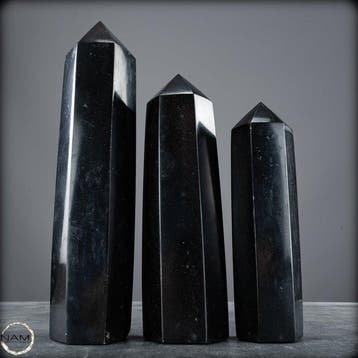 Zwarte toermalijn obeliskenset – 3 krachtige, Verzamelen, Mineralen en Fossielen