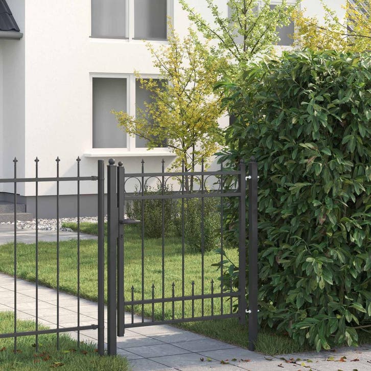 vidaXL Hekpoort HORST Staal Zwart Vergrendelbaar, Tuin en Terras, Tuinpoorten, Nieuw, Verzenden