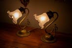 Nachtlampje (2) - bloem met steel - Messing, Glas -