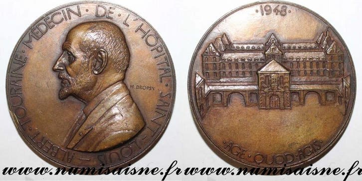 France Medaille Medizine Doktor Louis Albert Touraine Kra..., Postzegels en Munten, Penningen en Medailles, Verzenden