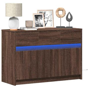 vidaXL Tv-meubel met LED 91x34x61 cm bewerkt hout bruin, Huis en Inrichting, Verzenden, Nieuw