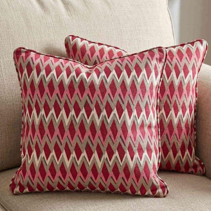 BA226 - Jacquardweefsel - Chevron-stijl - Rood - Meubelstof, Antiek en Kunst, Antiek | Tapijten, Tafelkleden en Textiel