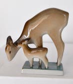 Zsolnay, Herend - Beeldje - Deer and fawns figurines (4) -