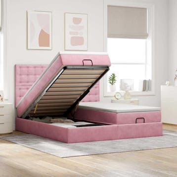 vidaXL Ottoman bed met matrassen 180x200cm fluweel roze, Huis en Inrichting, Verzenden, Nieuw