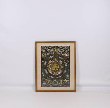 Tibetaanse thangka met tantrische mandala - Tibetaans (XX) -, Antiek en Kunst