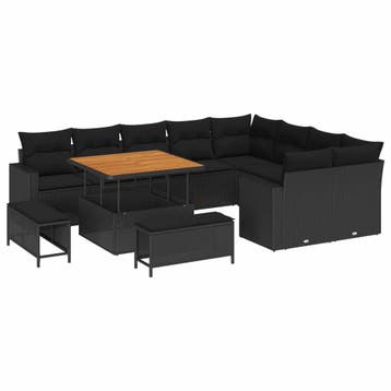 vidaXL Tuinbank Set 13 st 12-Aantal zitplaatsen Zwart poly, Verzenden