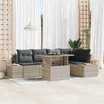 vidaXL Tuinbank Set met opslag 6 pcs Lichtgrijs Poly rattan, Verzenden