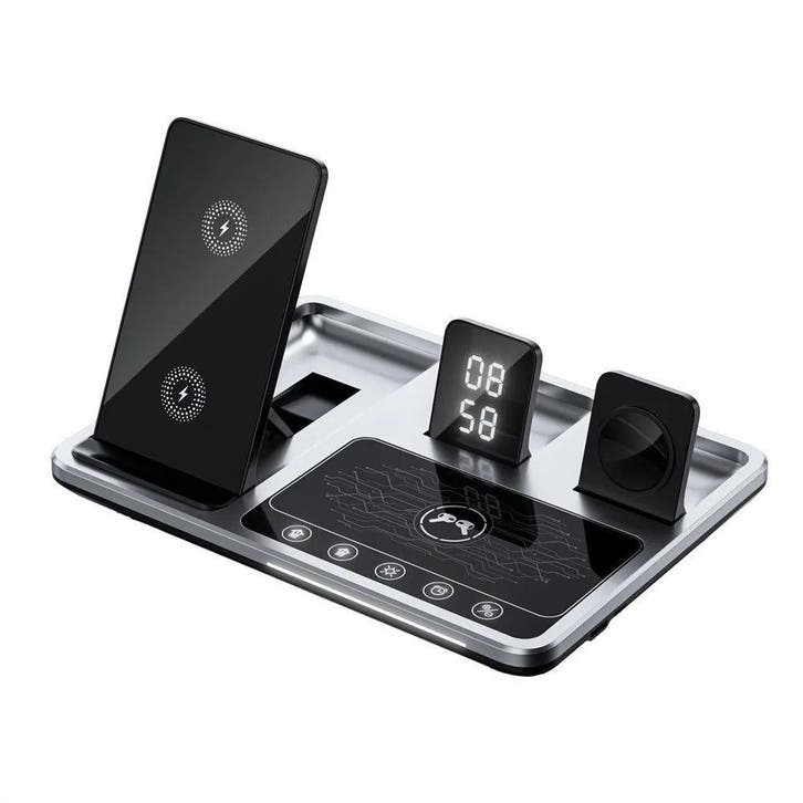 DrPhone TimeCharge – 4-in-1 Draadloze Oplader Dock met Klok, Télécoms, Téléphonie mobile | Accessoires & Pièces, Envoi