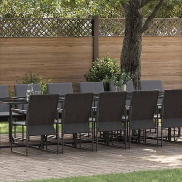 vidaXL Tuin Eettafel Set 17 st Zwart Staal, Verzenden, Nieuw