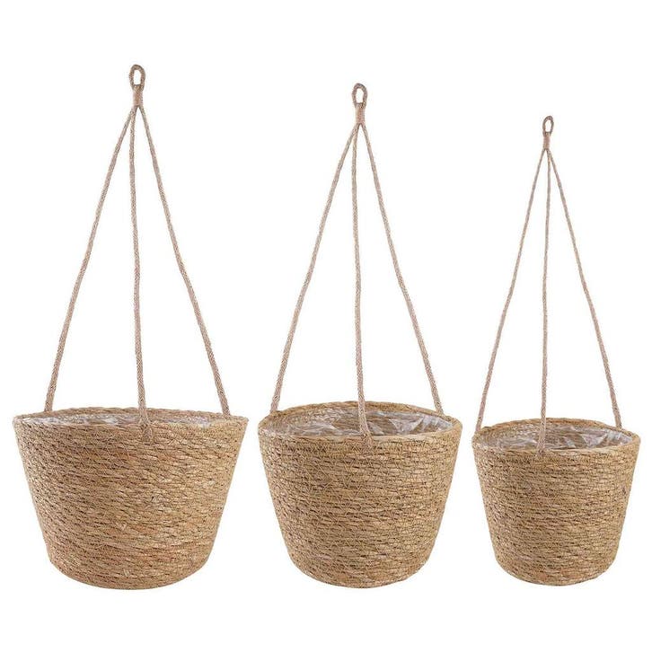 vidaXL Zeegras Plantenmanden 3 pcs Naturel Ø26 x 19 cm 100%, Jardin & Terrasse, Pots de fleurs, Envoi