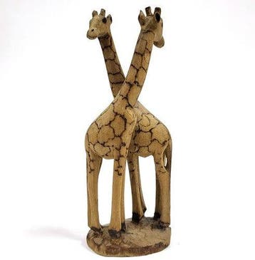 Vintage handgesneden houten dubbele giraf, Afrikaanse, Verzenden, Nieuw