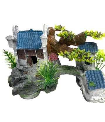 Tempel blauw dak / Aquarium decoratie As-154 (Hardscaping), Verzenden, Nieuw, Gevuld zeewateraquarium
