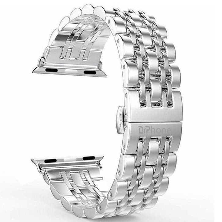 DrPhone 7-Kralen - Horlogeband RVS - Roestvrij Stalen, Handtassen en Accessoires, Smartwatches, Nieuw, Verzenden