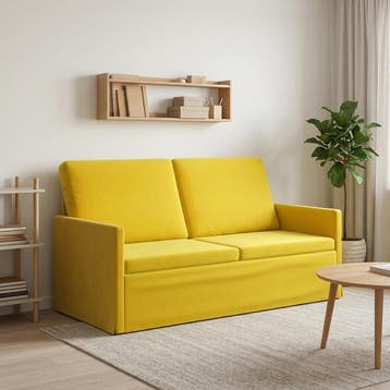 vidaXL 2-zitsbank / zetel Geel 150 x 81 x 82 cm fluweel, Verzenden, Nieuw