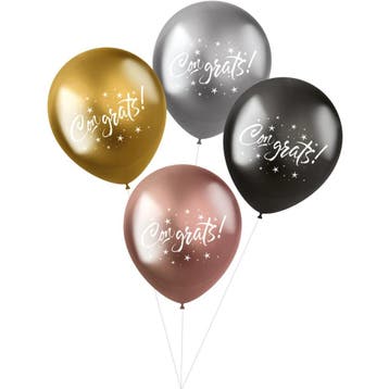 Ballonnen Congrats 33cm 4st, Verzenden, Nieuw