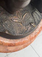 sculptuur, De fluitspelende jongen - 28.5 cm - Brons, Marmer