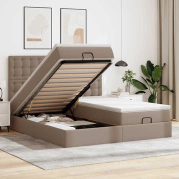 vidaXL Bed poef met matrassen en LEDs 180x200cm kunstleer, Verzenden, Nieuw