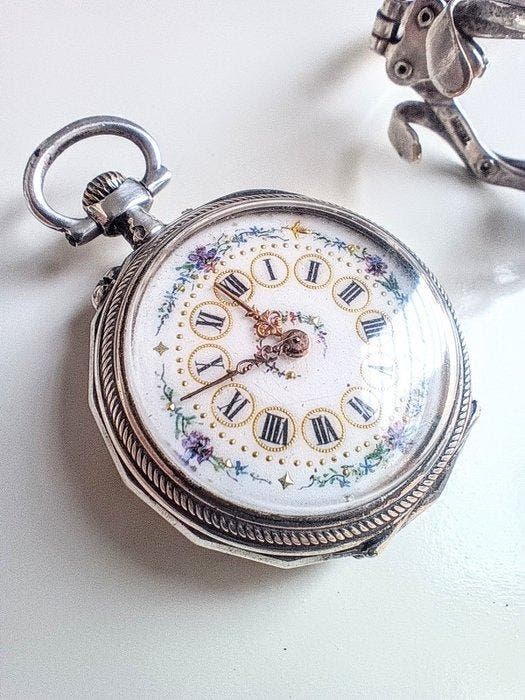 Miniatura Suizo - Floral - 1900-1949, Handtassen en Accessoires, Horloges | Heren