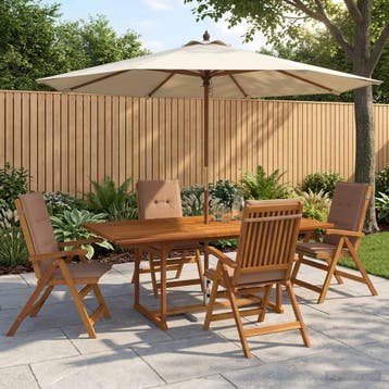 vidaXL 5-delige tuin eetset Naturel Massief Acacia Hout, Verzenden, Nieuw