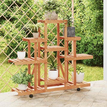vidaXL Plantenstandaard met wielen 110x25x101 cm massief, Tuin en Terras, Verzenden, Nieuw