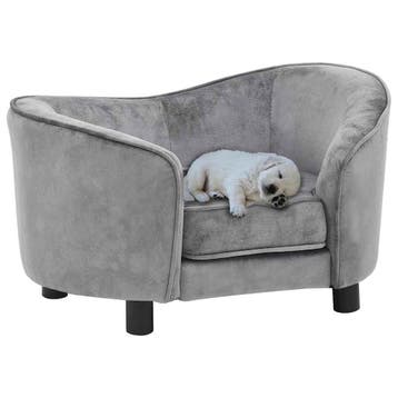 vidaXL Hondenbank 69x49x40 cm pluche grijs, Verzenden