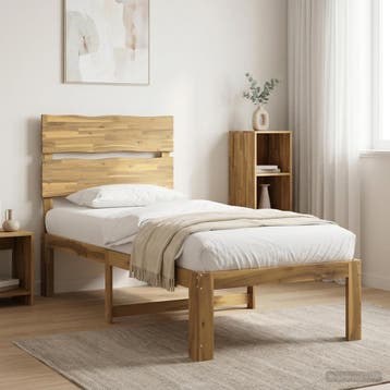 vidaXL Eenpersoonsbed met hoofdbord ROSTOCK Wit 90 x 190 cm, Huis en Inrichting, Verzenden, Nieuw