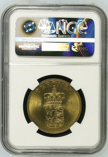 Danemark. Frederik IX. 2 Kroner 1952 / MS63 (Sans prix de, Gestempeld