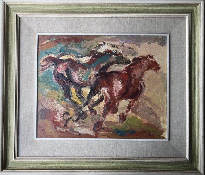 Gennaro Villani (1885-1948) - Cavalli, Antiek en Kunst, Kunst | Schilderijen | Klassiek