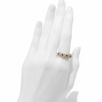 Ring - 14 karaat Geel goud - 1.06ct. tw. Saffier - Diamant