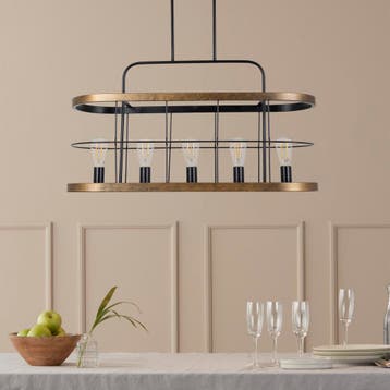 Industriële lampen Benson 5 hanglamp goud zwart, Verzenden