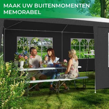 MaxxGarden Partytent 3x6m met zijwanden - Zwart (Tuin), Tuin en Terras, Ophalen of Verzenden, Nieuw