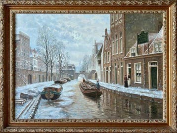Ron Meilof (1953-2016) - Winters stadsgezicht van Utrecht