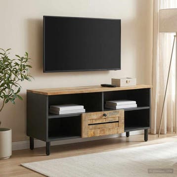 vidaXL Opbergkasten Naturel 100 x 33 x 46 cm Massief Mango, Maison & Meubles, Accessoires pour la Maison | Étagères pour CD & DVD