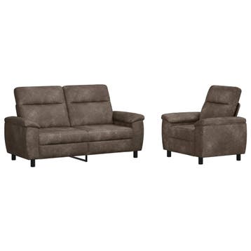 vidaXL bank / zetelstel 2 pcs Donkergrijs Kunst Suède Leer, Huis en Inrichting, Verzenden, Nieuw