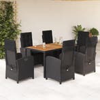 vidaXL 7-delige Tuinset met kussens poly rattan zwart, Verzenden, Nieuw, Tuinset