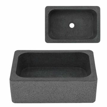 vidaXL Gootsteen 45x30x15 cm riviersteen zwart, Doe-het-zelf en Bouw, Verzenden, Nieuw