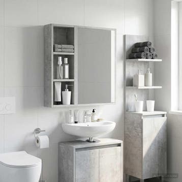 vidaXL Badkamer wandkast Beton Grijs 20 x 10 x 60,5 cm, Verzenden, Nieuw