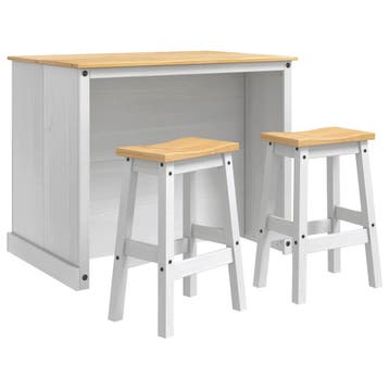 vidaXL Keuken eiland set 3 pcs Wit en Honingwas Massief, Verzenden, Nieuw