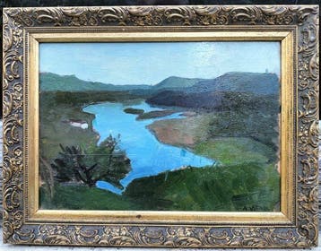Alberto Vitali (1898-1974) - Paesaggio lacustre montano