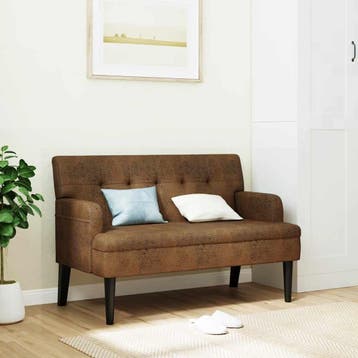 vidaXL Bankje met rugleuning 112x65,5x75 cm kunstsuèdeleer, Verzenden