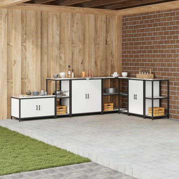 vidaXL Keukenopslag HATTEM Wit 40 x 50 x 92 cm Staal, Verzenden, Nieuw