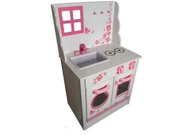 Veiling - Playwood - Speel Keuken Wit met Roze, Nieuw