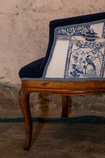 GpuntoStudio - Fauteuil - Coton, Velours - Fauteuil bleu