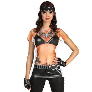 Biker Girl Fotorealistisch Shirt Dames, Verzenden