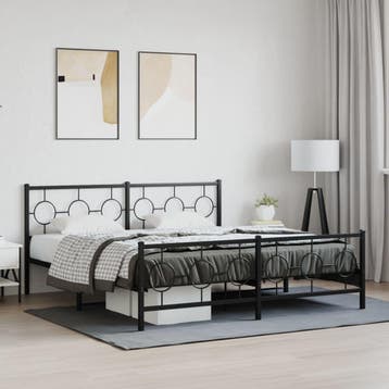 vidaXL Bedframe met hoofd- en voeteneinde metaal zwart, Verzenden, Nieuw