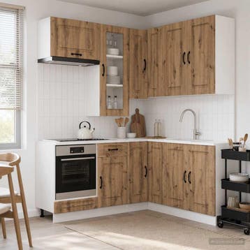 vidaXL Keukenblok KALMAR 8 pcs Artisanaal eiken Bewerkt hout, Verzenden, Nieuw