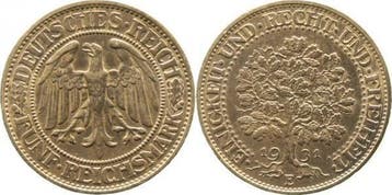 Duitsland 5 Reichsmark Eichbaum 1931 E vz/stgl J 331 zilver, Verzenden
