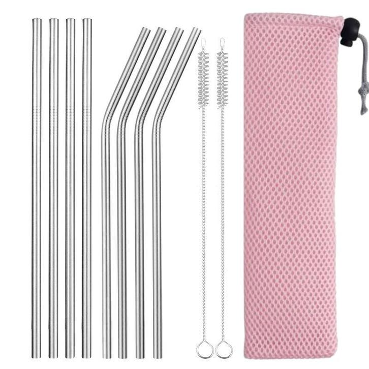 Fako Bijoux - RVS Rietjes Set -  8 Herbruikbare Rietjes - 4, Huis en Inrichting, Keuken | Bestek, Verzenden